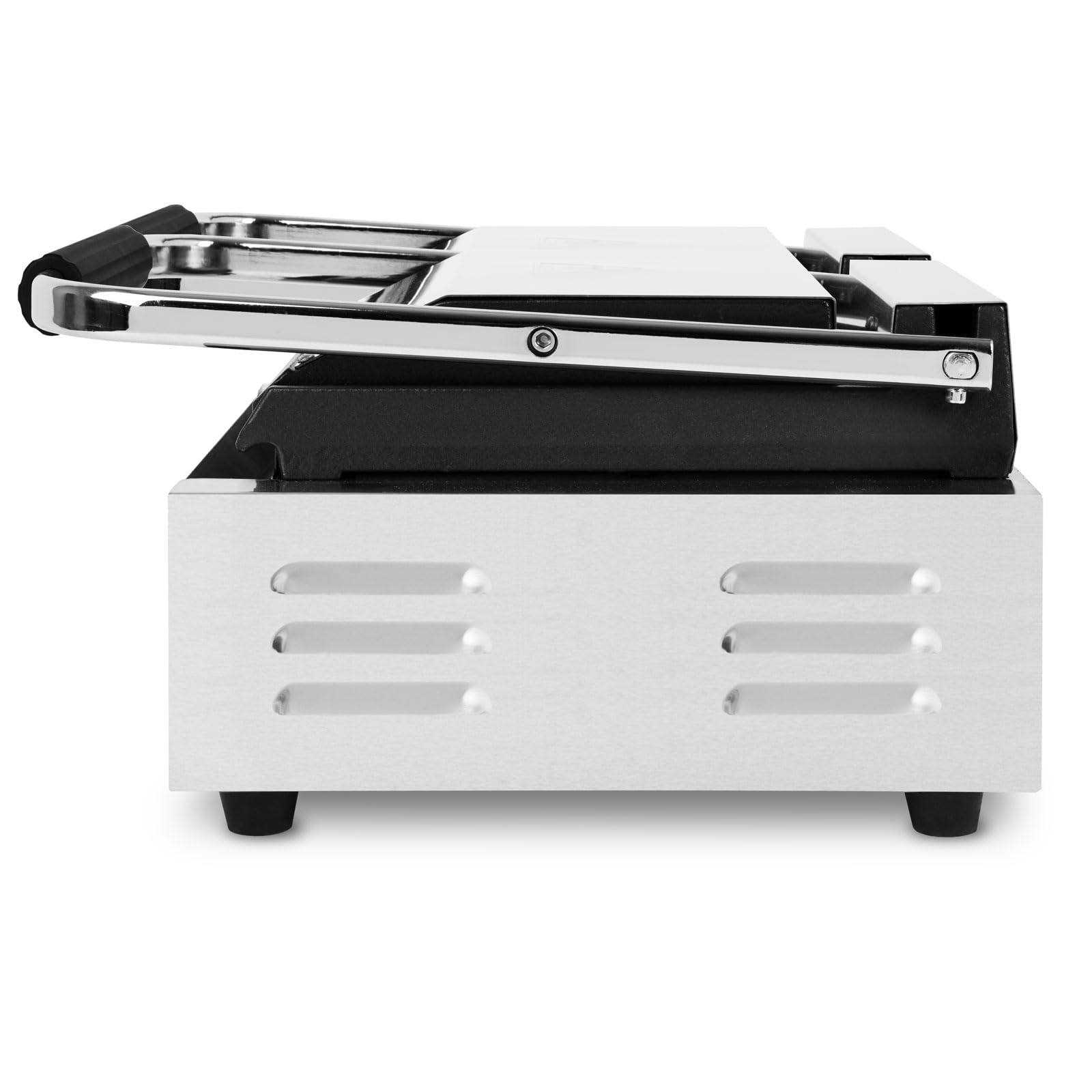 VERTES Kontaktgrill doppelt, Gusseisen Grillplatte oben gerillt/unten flach, 3600 W Gastro Multigrill für Fladenbrot, Fleisch, Gemüse, Sandwich, Edelstahlgehäuse, regelbar 0-300°C, teflonbeschichtet