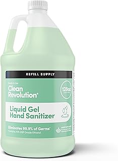 Clean Revolution Liquid Gel Hand Sanitizer, 128 Fl. Oz Refill Supply Container| Eliminates 99.9% of Germs | Gentle & Aloe Enriched | 70% USP Medical Grade Ethanol, Medical Facility Compliant