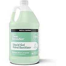 Clean Revolution Liquid Gel Hand Sanitizer, 128 Fl. Oz Refill Supply Container| Eliminates 99.9% of Germs | Gentle &amp; Aloe Enriched | 70% USP Medical Grade Ethanol, Medical Facility Compliant