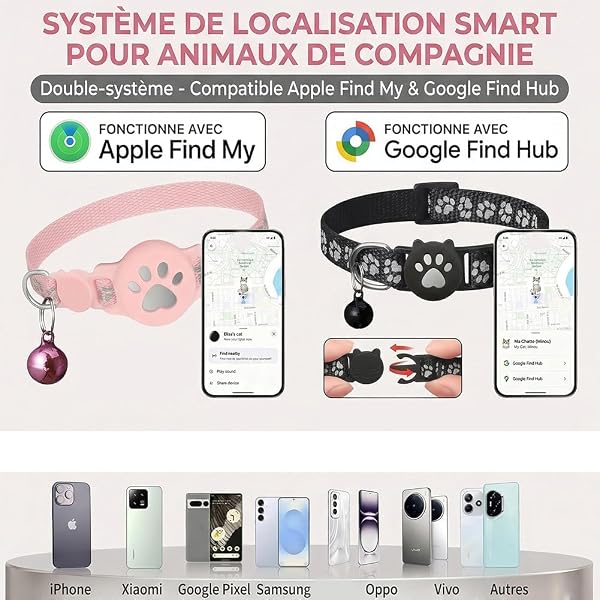 Collier GPS Chat sans Abonnement ni SIM, Traceur GPS Chat Tracker Compatible avec iOS & Android, Étanche IP67, Localisation en Temps Réel, Collier Réfléchissant Anti-Perte (D) - 5