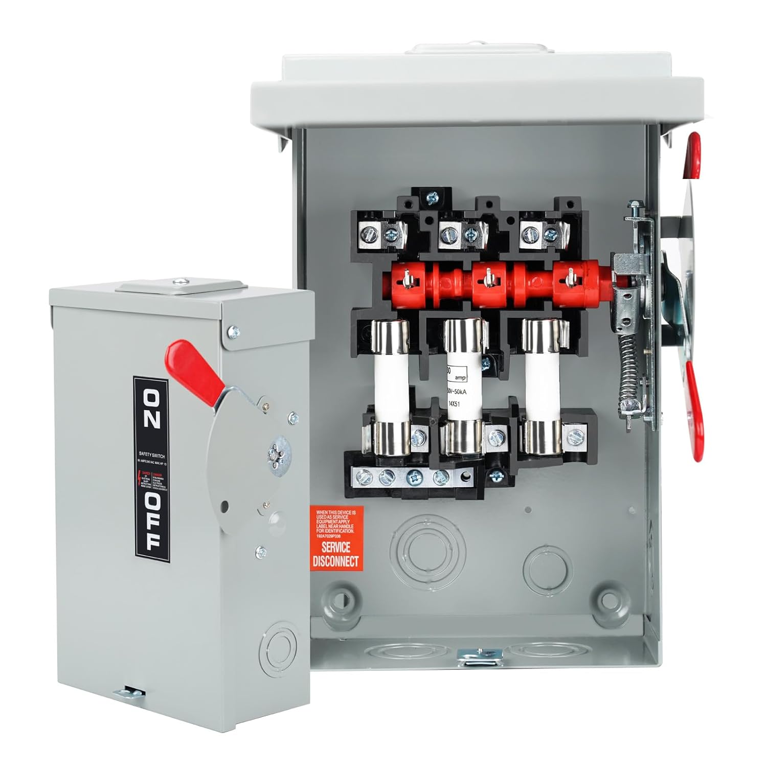 JINDOUZI 60Amp 3P 110/240V Fusible Heavy Duty Safety Switch - NEMA 3R AC Disconnect Box with Quick Connect Fuses