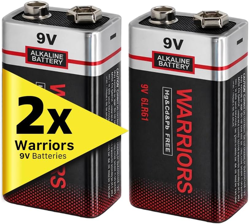 Warriors 2X 9V Alkaline Batteries, 6LR61, Long Lasting Power