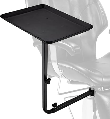 Noverlife Bandeja de metal para salón unida a la silla, bandeja de silla de peluquería de rotación de 360 grados para herramientas de peluquería,