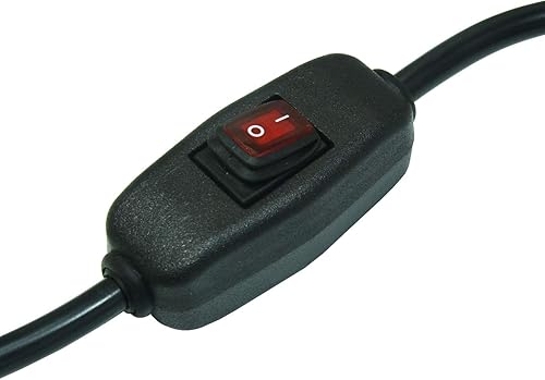 Miniatura 6 de Cable de fuente de alimentación de repuesto resistente de calibre 18 de 6 pies con interruptor en línea de luz indicadora roja, enchufe NEMA 5-15 US