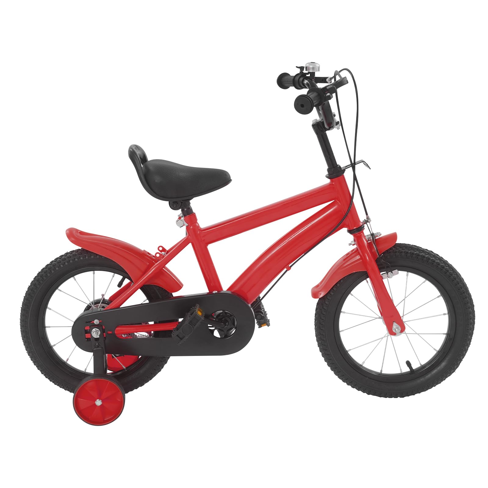 Bicicleta Infantil de 14 Pulgadas a Partir de 3-6 años, Bicicleta Ajustable para niños con Ruedas estabilizadoras, Cubierta de Cadena