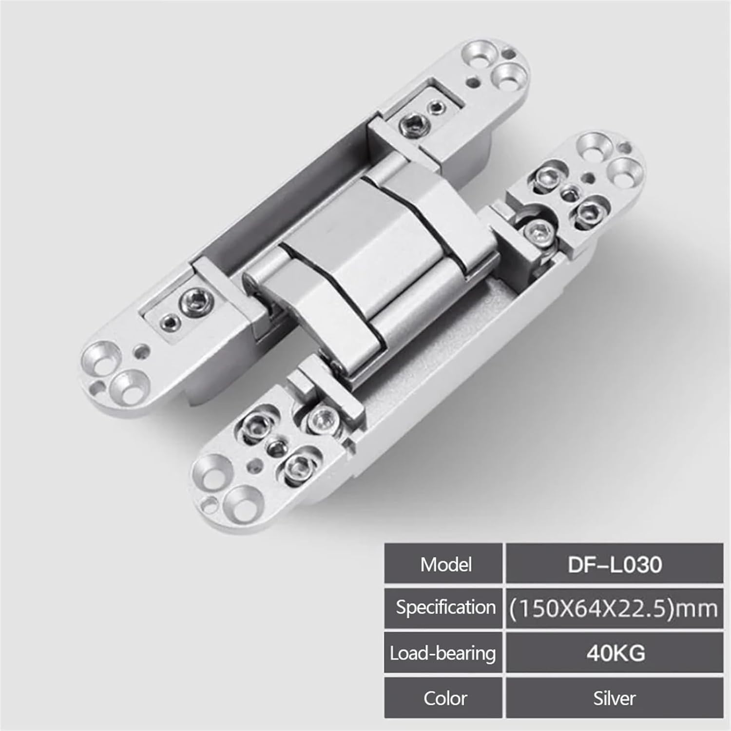 Three-Dimensional Adjustable Cross Hinge Concealed Hinge Door Hinge Load-Bearing 40KG/80KG/120KG Hinge 1Pcs(150x64x22.5mm-Silver)