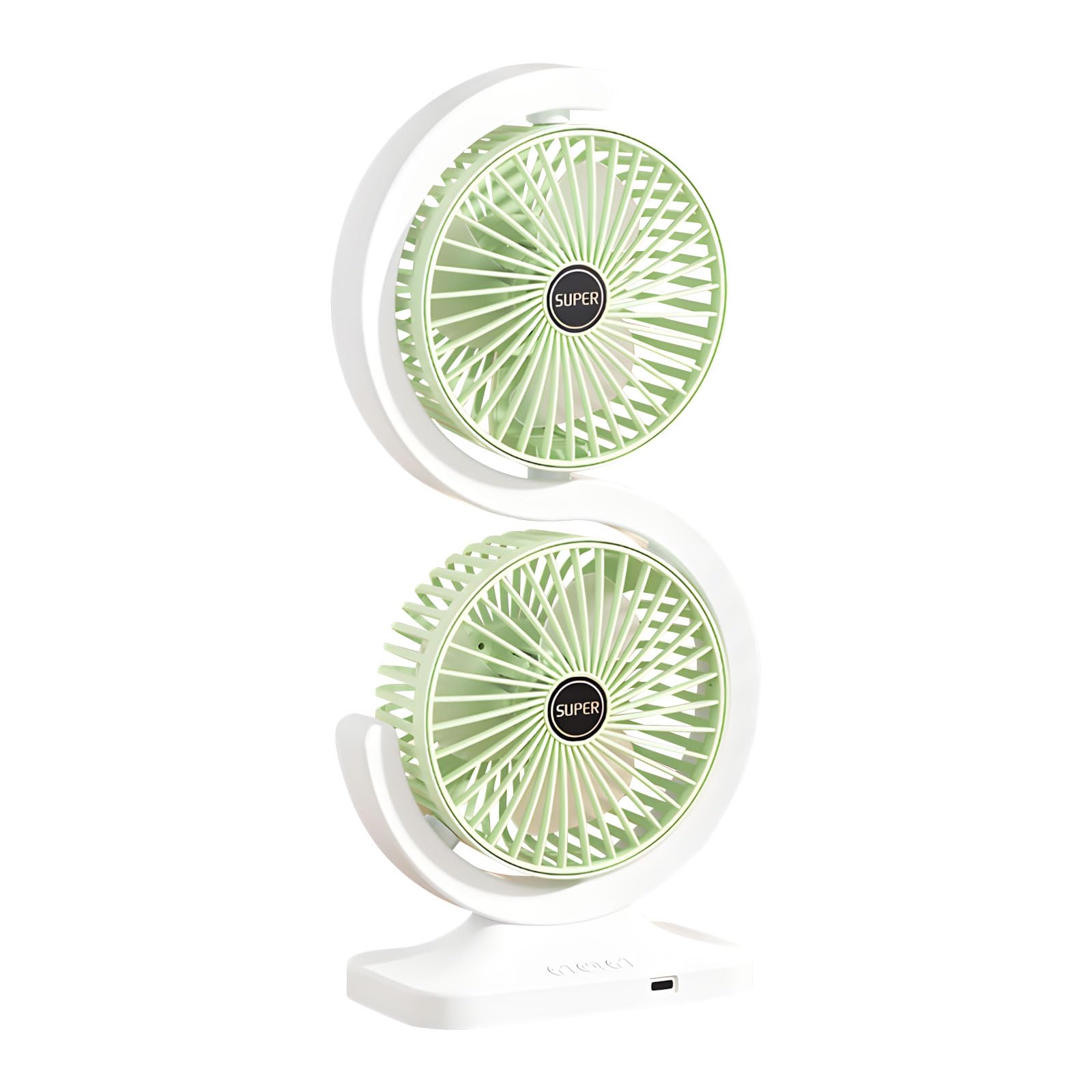 Elnwnnkc Rechargeable Two Oscillating Table Fan with 5 Wind Modes 1800mAh Capacity for Indoor Outdoor ° Rotation Fan