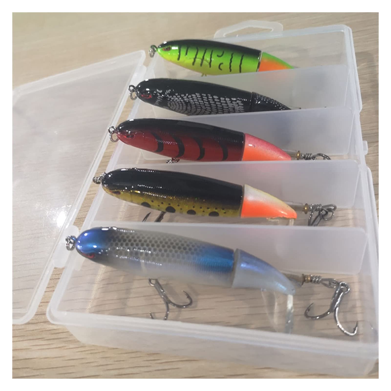 Señuelos de Pesca Juego de señuelos de Pesca Cebo con Caja de rotación Cait Hard Bait Fuerza de Pesca de Cebo Artificial Ganchos Duros Bass Fishing Tackle 5pcs Cebos Artificiales