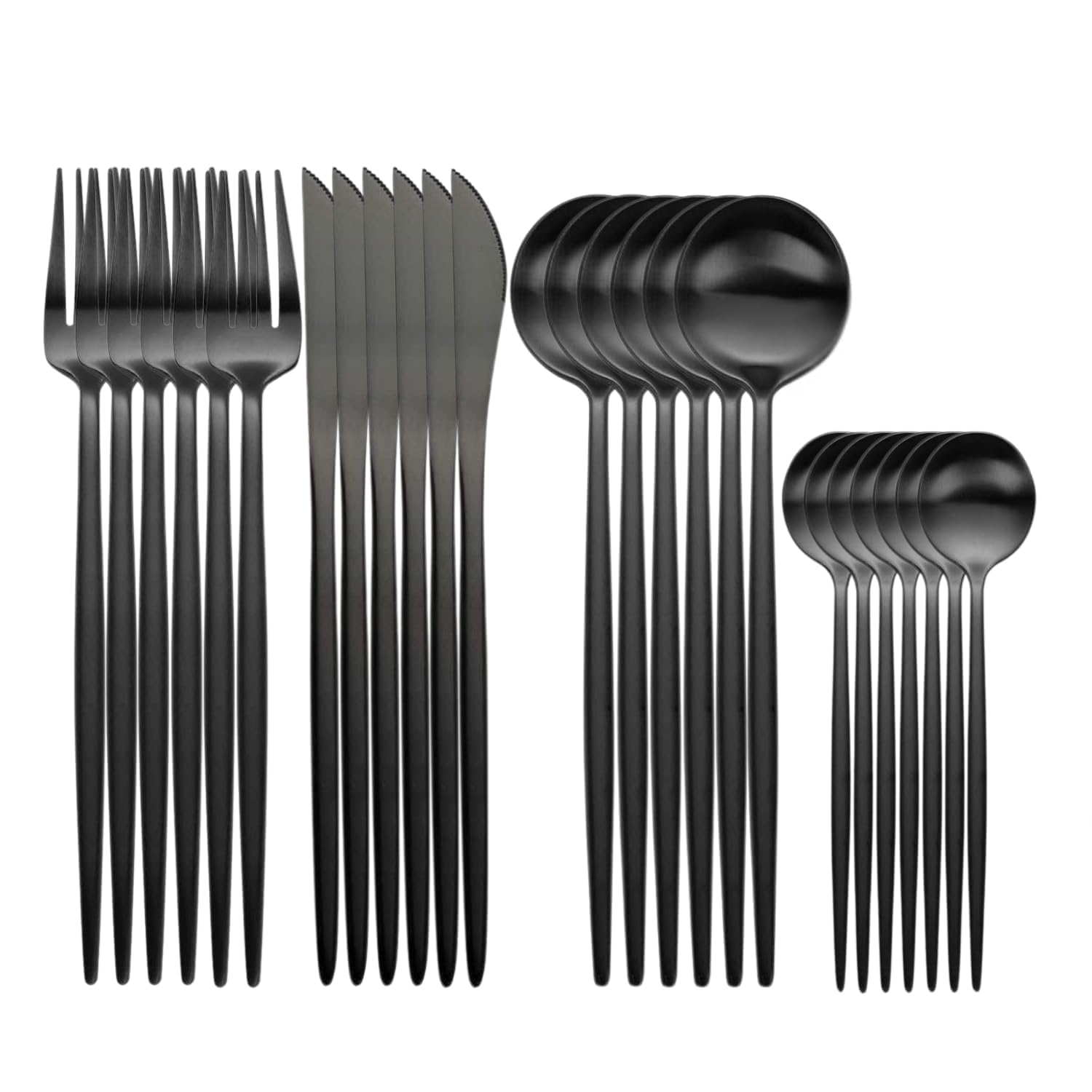 24-Piece Flatware Set, Stainless Steel Knife Fork Spoon, Home Dinnerware Tableware Set for 6,Stainless Steel Cutlery Set for Home, Kitchen, Restaurant, Utensils (Black)-image-47