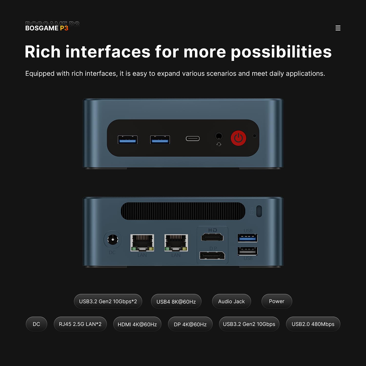 P3 Lite Mini PC Gaming Computers Ryzen 7 6800H, Radeon 680M Graphics, 24GB DDR5 RAM, 1TB PCIe 4.0x4 SSD,Triple Display (HDMI/DP/USB4),USB4 8K 60Hz,WiFi 6E,BT5.2,Dual 2.5GbE LAN