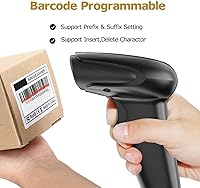 Vista 5 de symcode - Escáner de código de barras inalámbrico USB, lector de código de barras láser 1D automático de mano de 2.4 GHz, distancia de transmisión