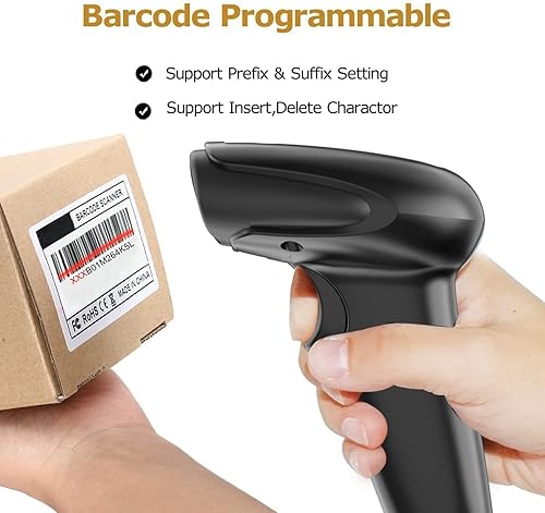 Miniatura 5 de symcode - Escáner de código de barras inalámbrico USB, lector de código de barras láser 1D automático de mano de 2.4 GHz, distancia de transmisión