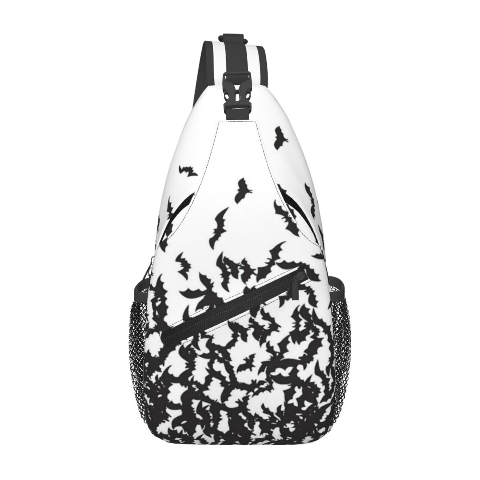 MANQINF Halloween Bat Sling Bag,Horror Goth Gothic Crossbody Backpack Shoulder Chest Bag for Women Men Travel Hiking Daypack