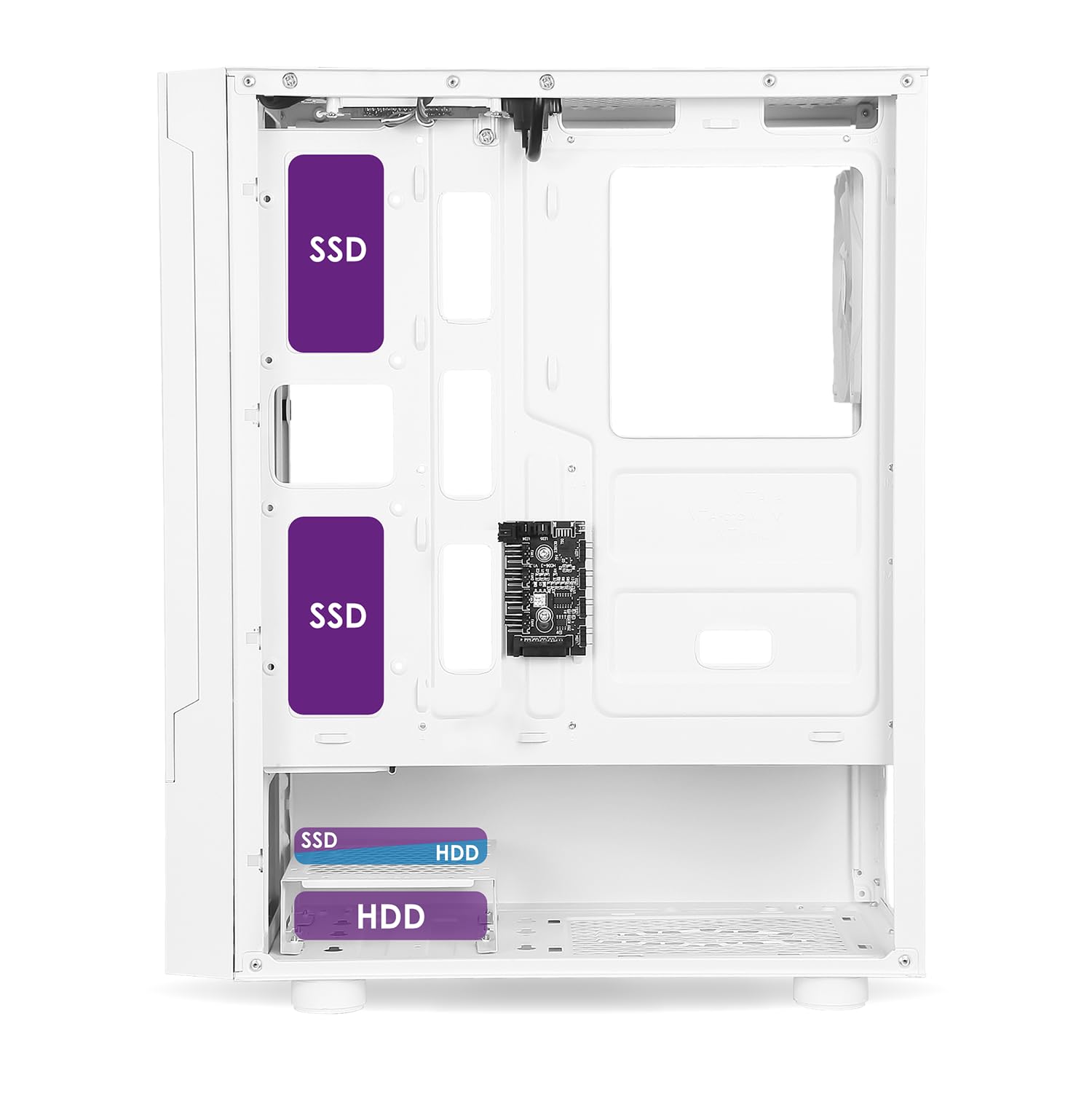 EMPIRE GAMING – Caja PC Gamer Sapphire - ARGB Mid-Tower ATX/Micro ATX/ITX - Puerta Lateral de Vidrio Templado - 3 Ventiladores 3 Pines 5 Voltios LED RGB Direccionable 120MM - MB Sync - Blanco
