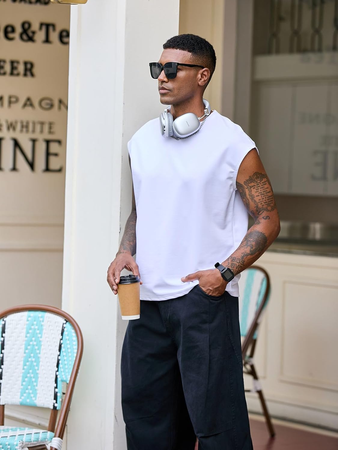 Men's Workout Sleeveless Tank Top Oversized Cut Off Muscle Gym T-Shirts Casual Crew Neck Sleeveless Tops - Image 5