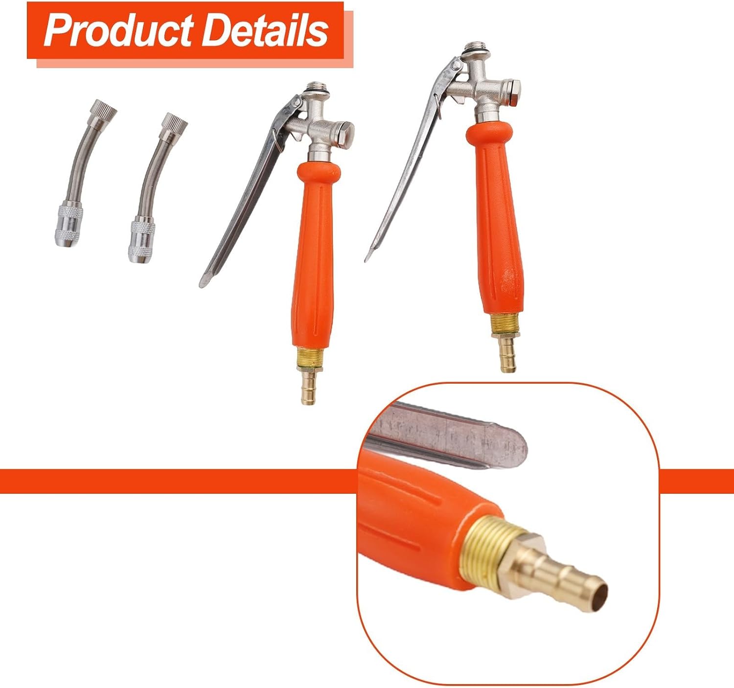 29 Inches Metal Sprayer Wand, All Metal Sprayer Wand with 2PCS Brass Barb Sprayer Replacement for 3/8" And /4" Hoses, Anti-Slip Rubber Grip(2set)