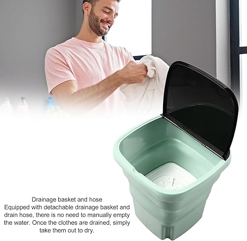 Miniatura 5 de Lavadora plegable con 3 modos de temporización, lavadora portátil de 15 L, mini lavadora y secadora giratoria Combo para apartamento, lavandería,