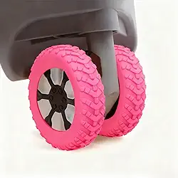 Conjunto universal de proteção de roda de mala de viagem de 8 peças - Capas de silicone antiruído para rolamento silencioso e absorção de choque (rosa)
