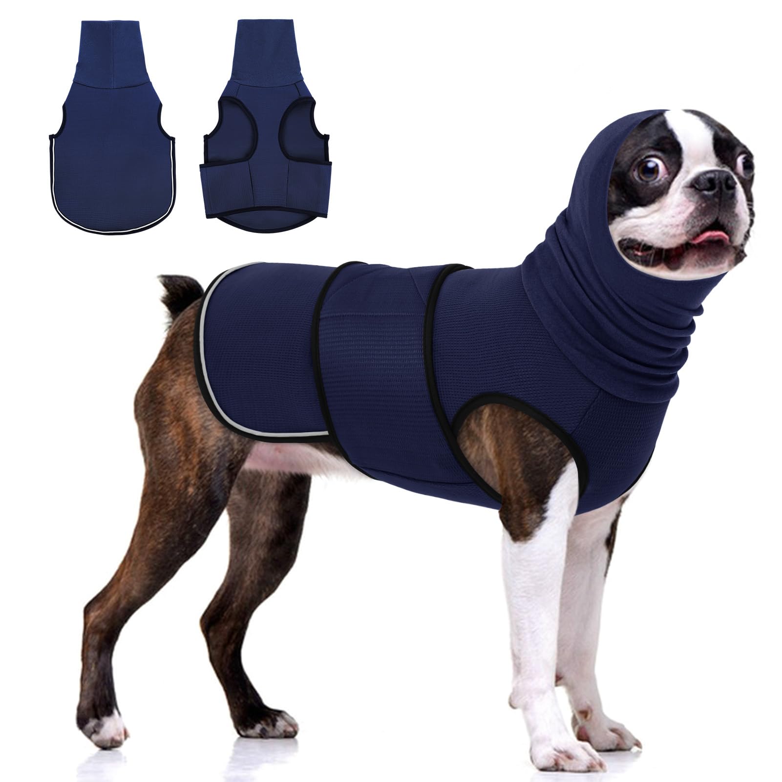 KOESON Dog Calming Hoodie, Pet Thunder Jacket with Ear Wrap, Breathable Dog Anti-Anxiety Vest for Thunder, Fireworks, Travel, Separation, Comfort Pet