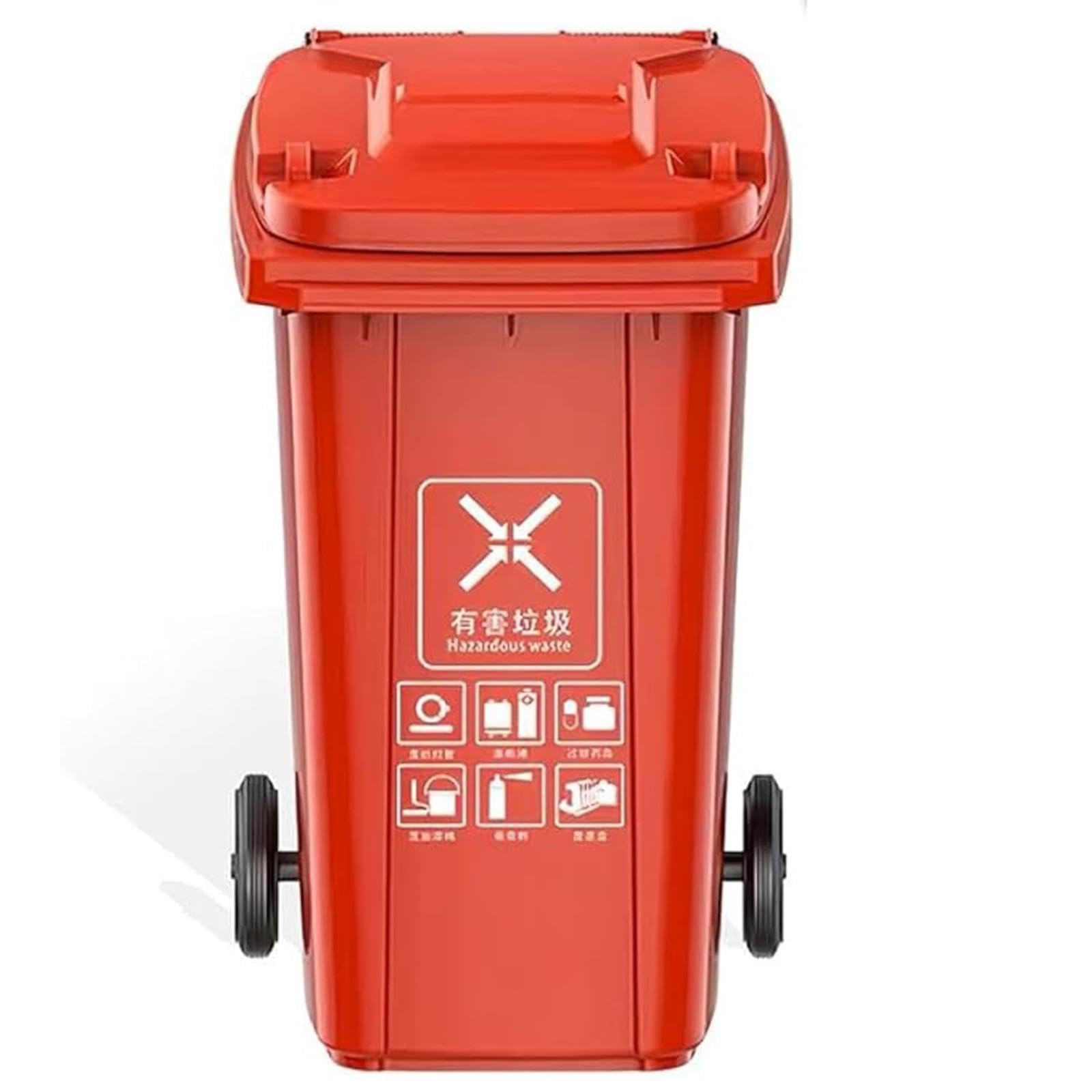 VITIWEDTY Outdoor Garbage Bin with Lid & Wheels, Heavy Duty, Large Capacity (80L/100L/120L/240L) For Home & Business Use (Red 240L)