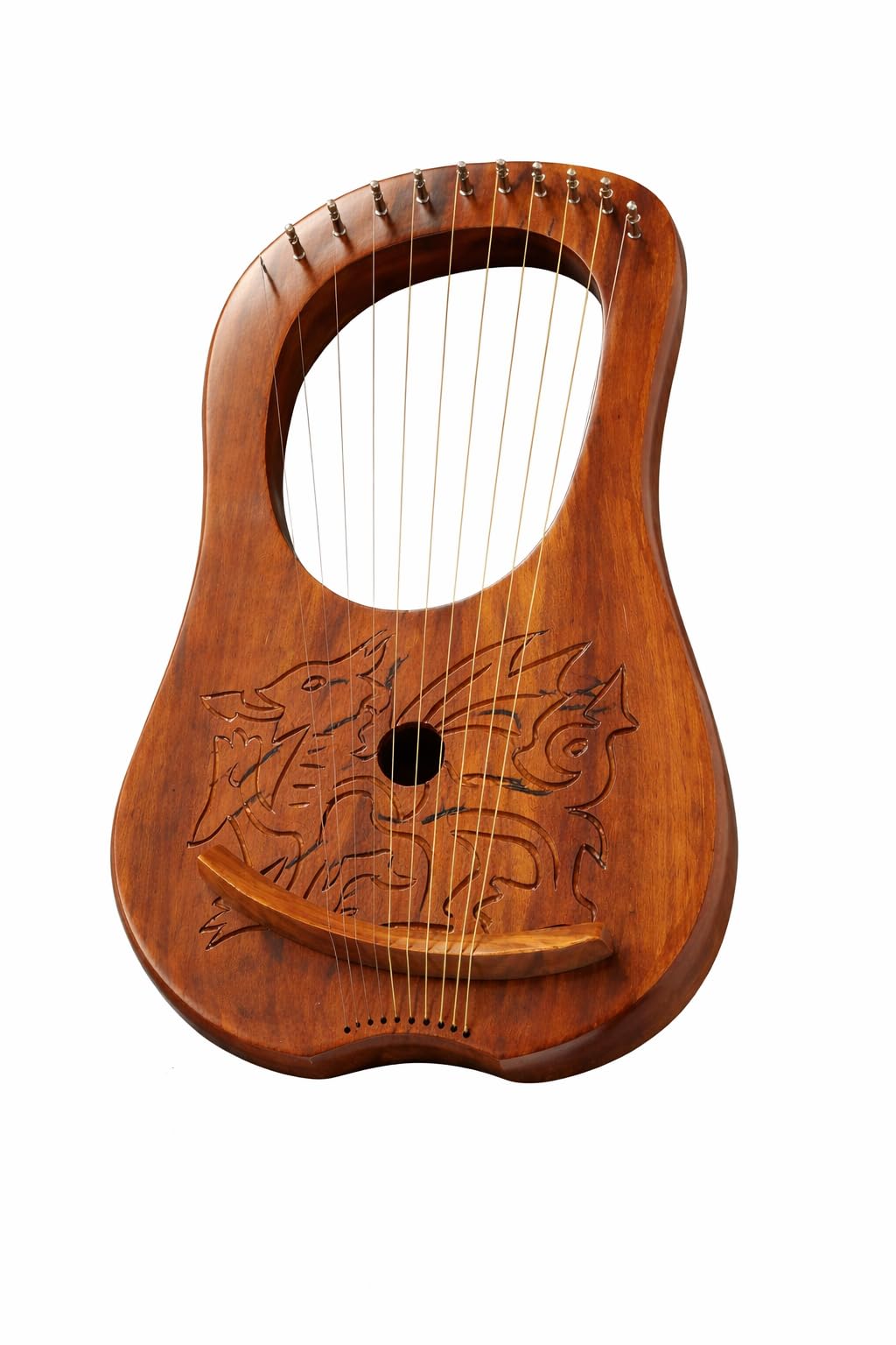 Lyre Harpe gravée Dragon gallois celtique / Lyra Harpe Sheesham Dragon en bois de sheesham