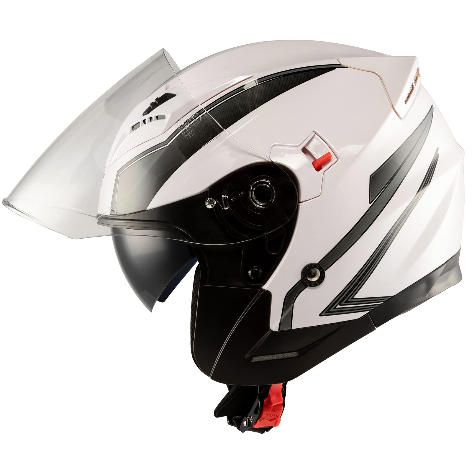 Moto Casco Jet Scooter Doppia Visiera ECE 22-06 Certificato Bianco Argento L