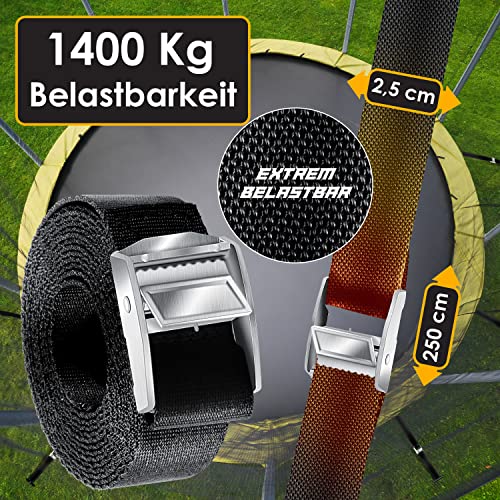KESSER® 4 Bodenanker Erdanker 9-teiliges Set Befestigung für Trampolin, Schaukel, Pavillon, Partyzelt, Gartenhaus, Schaukel, Zelt, aus 1cm Ø Edelstahl Zum Eindrehen, + 4 Gurte + Drehhilfe