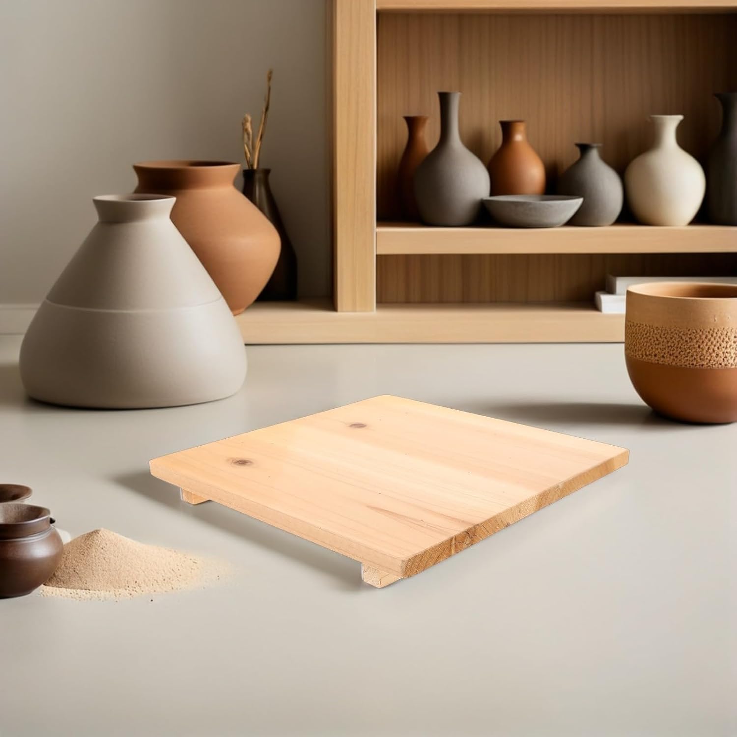 Wooden Pottery Drying Board for Clay Crafts Portable Beige