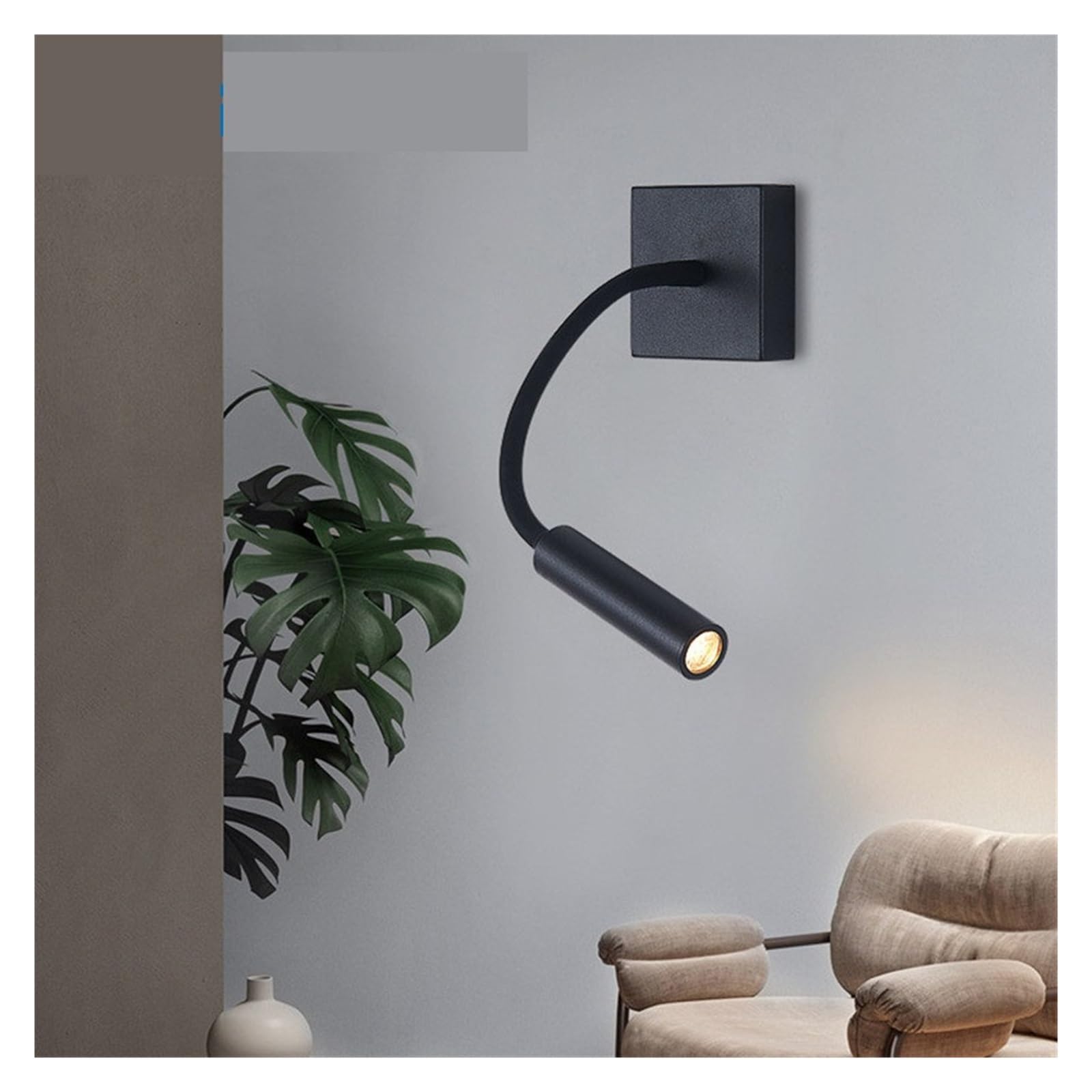 3W LED Elastyczna lampa ścienna do czytania z przełącznikiem Regulowana gęsia szyja Montaż na ścianie Gabinet Sypialnia Lampki nocne Pełne pokrycie(BLACK 3W_WITHOUT SWITCH)