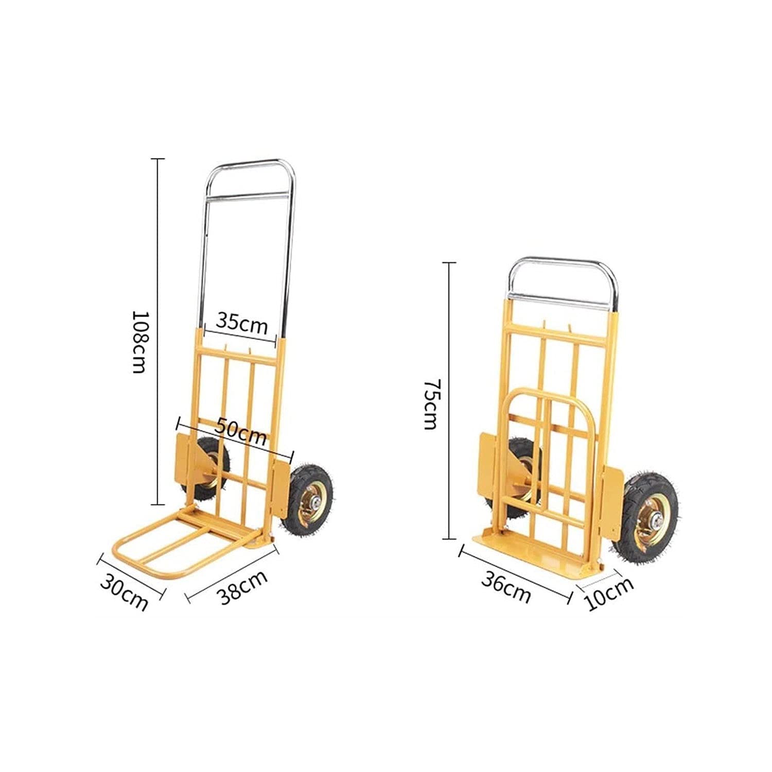 Chariot à bagages pliable avec roues, camion plateforme robuste avec capacité de charge de 300 kg pour le shopping et le transport