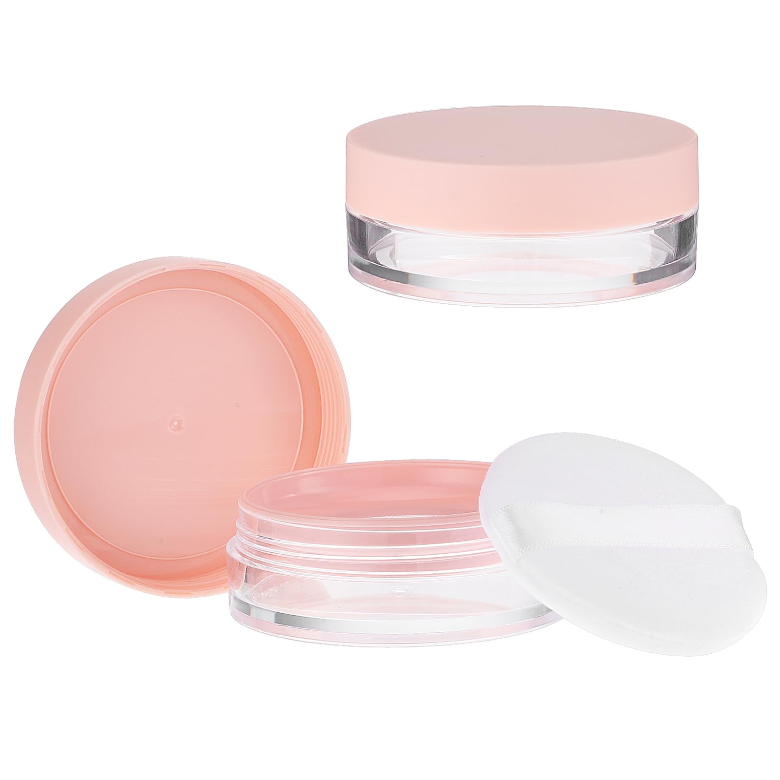 10ml (0.34oz) Loose Powder Containers, No Leak Plastic Empty Reusable Refillable Travel Compact Portable Makeup Powder Case Container with Pink Screw Lid, Elastic Net Sifter Sponge Puff-image-20