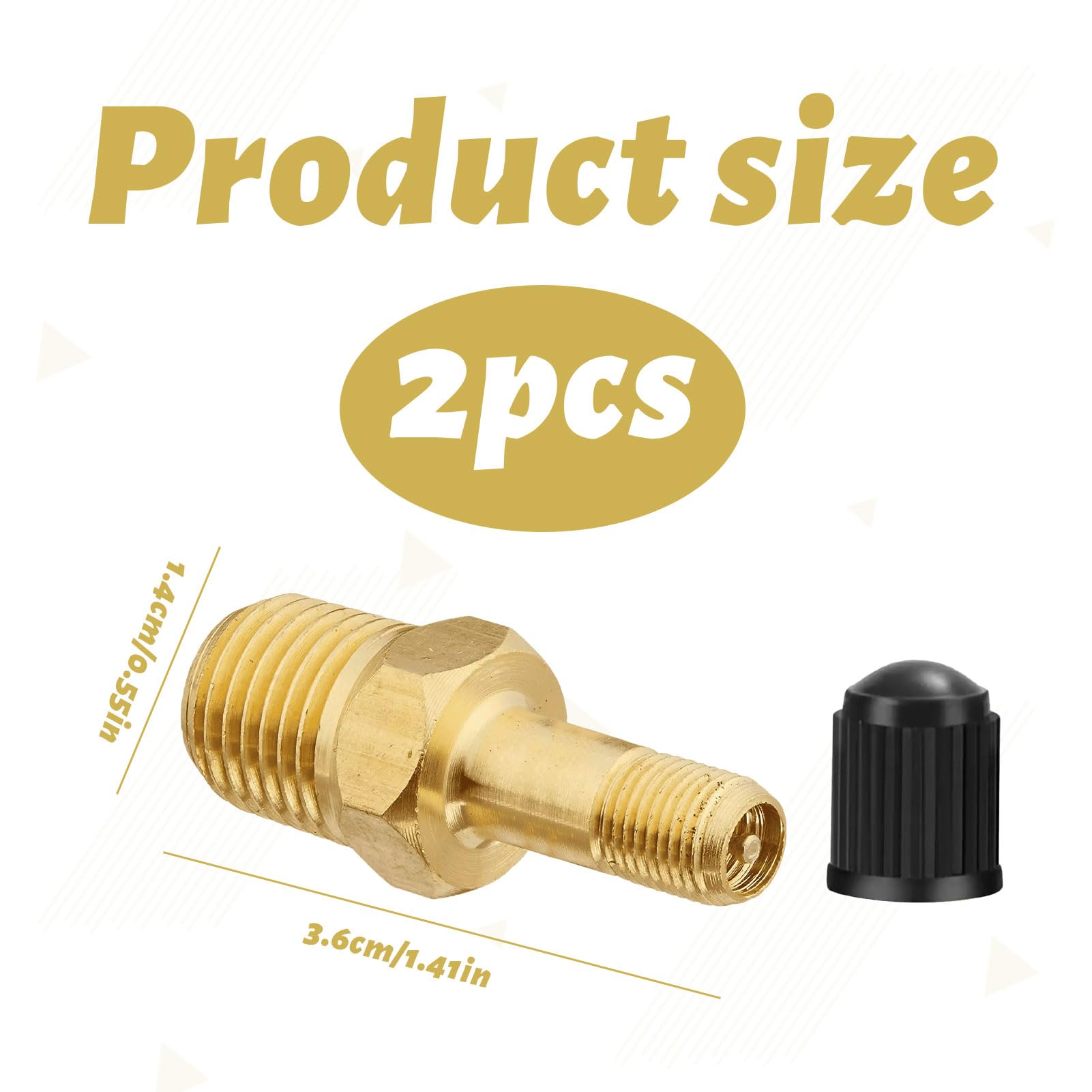Schrader Valve 2PCS Brass Air Inflator Adapters - 1/4 NPT Male To ...