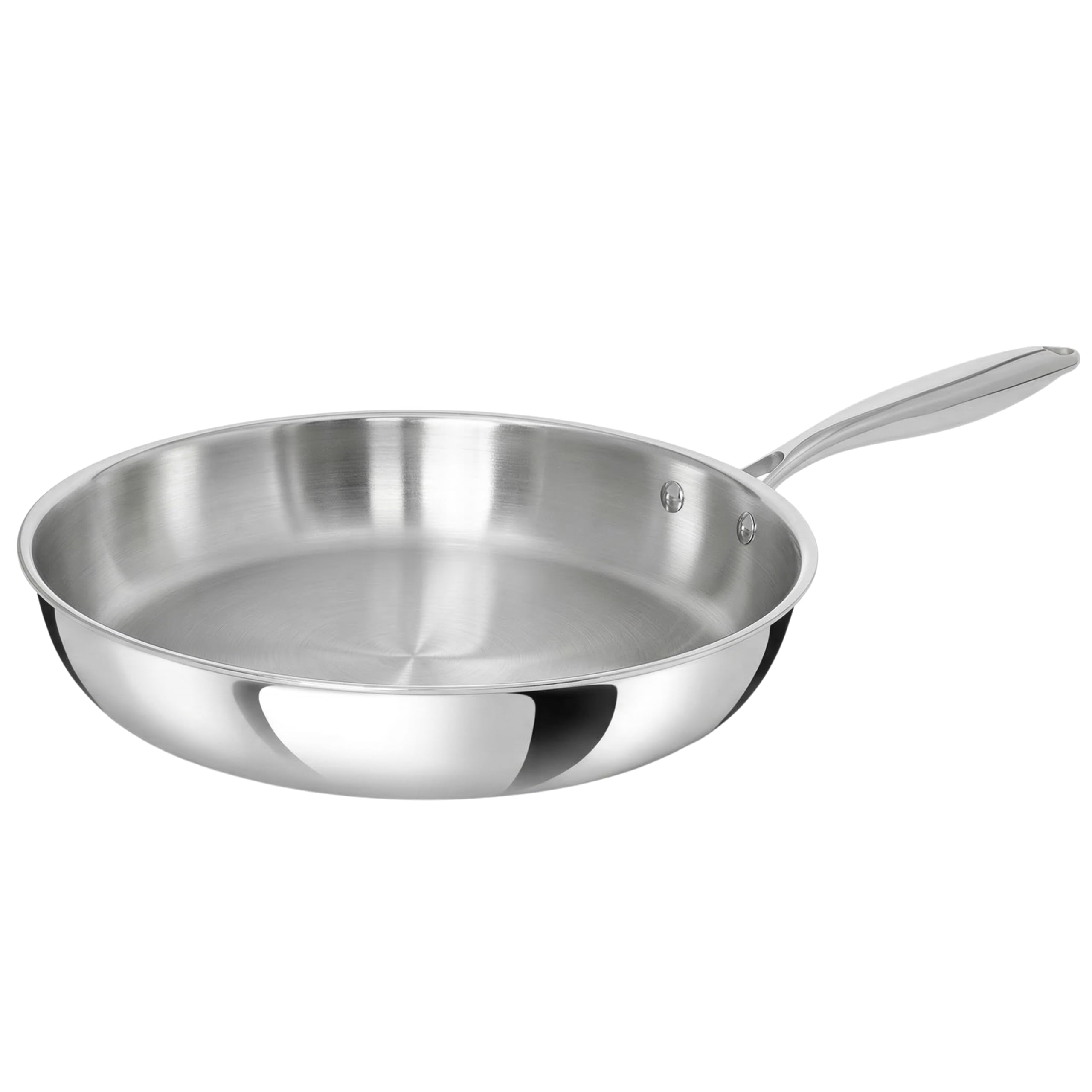 Poêle Inox 18/10 Triply – 32 cm – Sans Revêtement – Sans PFAS, PFOA, PTFE – Compatible Tous Feux Dont Induction – Manche Riveté Froid – Cuisson Saine et Durable