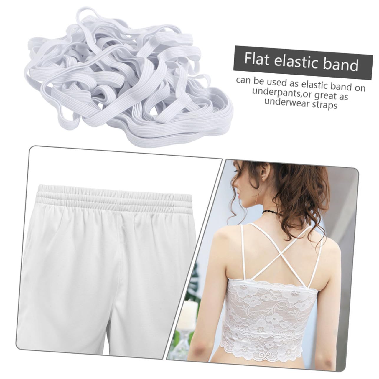 Anneome Nastro Elastico Piatto Bianco 1 Rotolo per Cucito e Progetti