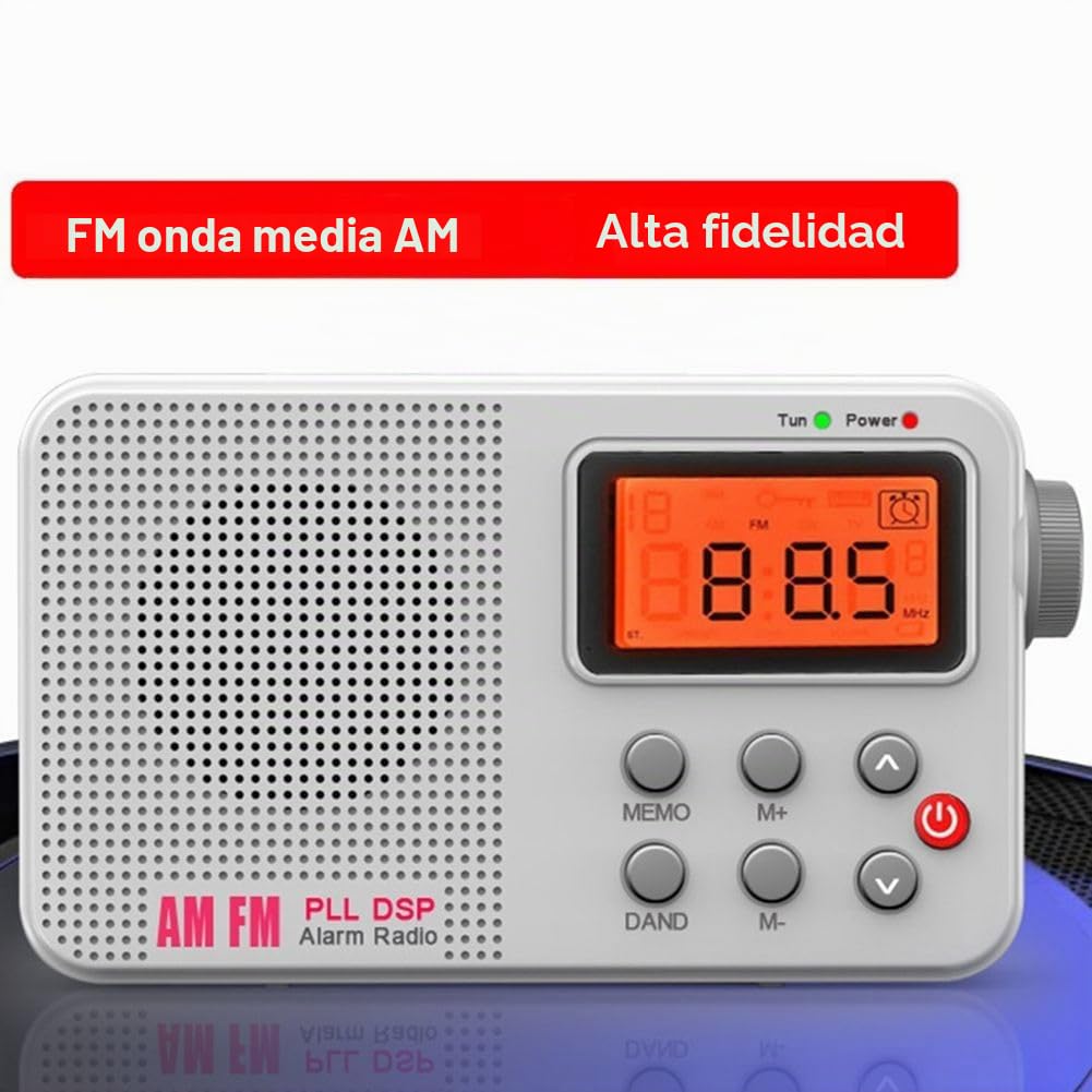 Radio Retro con Pilas/Enchufable, Receptor FM, Am y SW, Pantalla LCD, Reloj Despertador, Radio Multibanda.