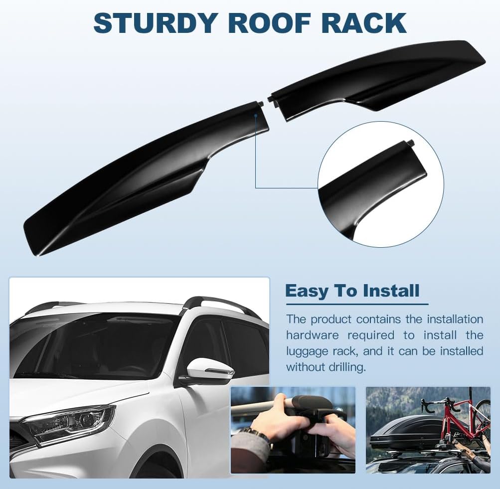 ECCPP Black Roof Rack Side Rails End Covers Shell Cap Replacement Fit for 2006 2007 2008 2009 2010 2011 2012 for Toyota for RAV4 Sport Utility,Pack of 4