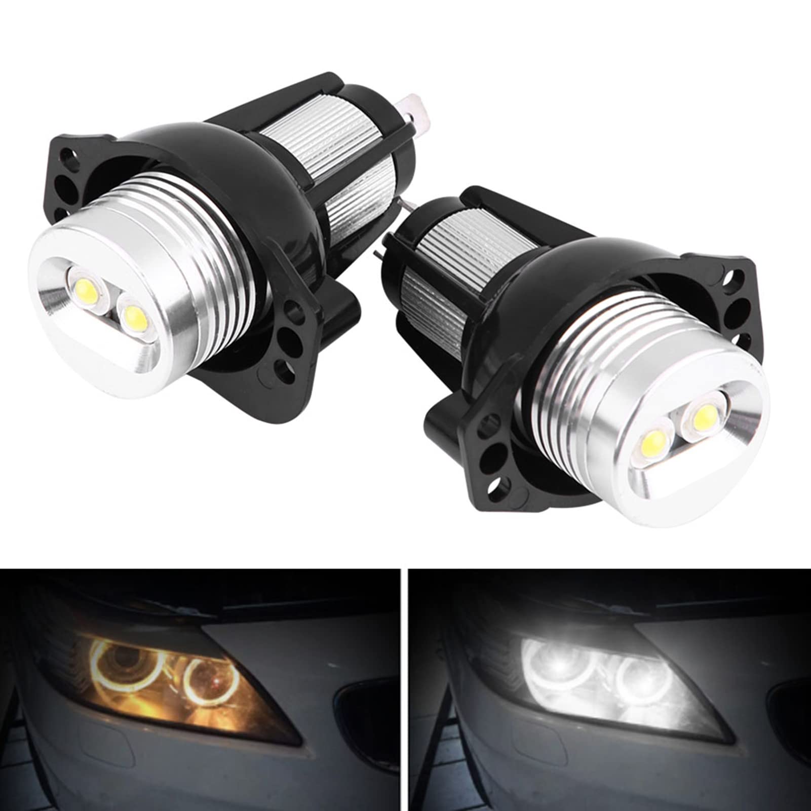 Yctze 2pcs Feux de Gabarit LED Angel Eyes 12 W Ampoules Antibrouillard Ampoules de phare LED pour Phares Auto E90 E91 05-08
