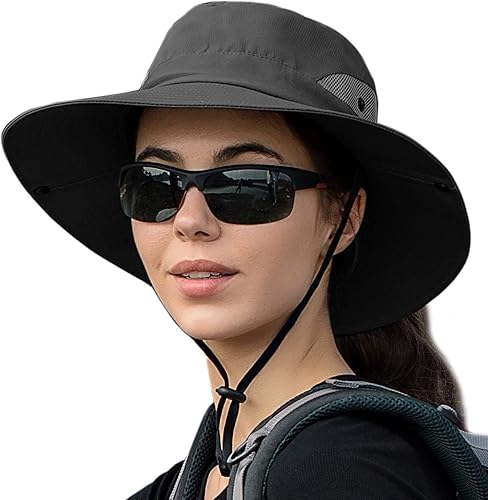 Miniatura 7 de Sombrero de sol para mujer con protección UV, malla plegable, ala ancha, sombrero de pesca para playa