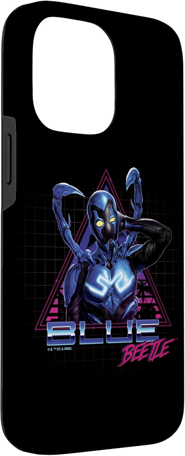 iPhone 14 Pro Max Blue Beetle Awkward Pose Neon City Triangle Portrait Case
