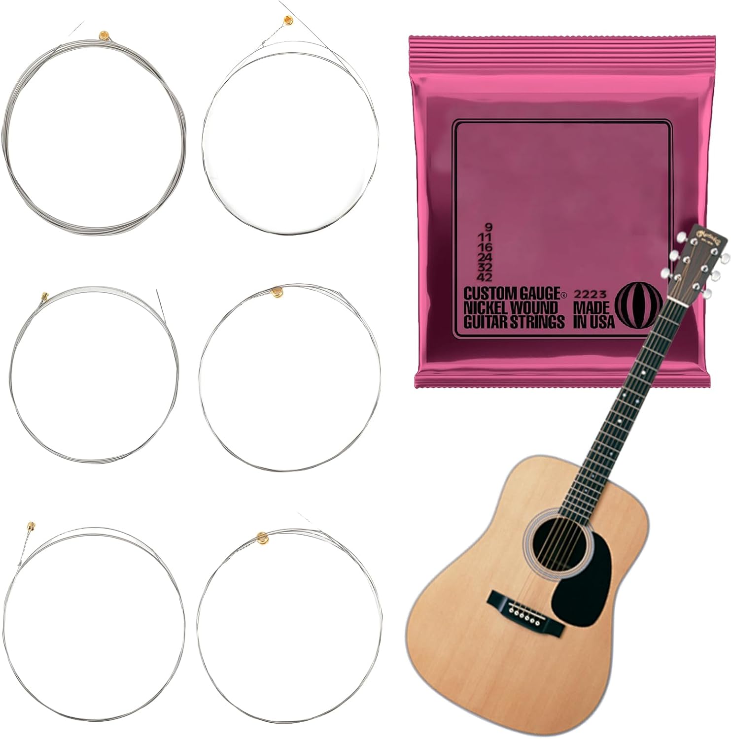 Electric Guitar Strings, Super Slinky Guitar Strings Nickel Wound, 2223 (942) Gauge, Bright