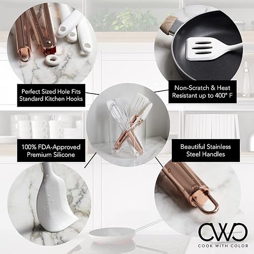 Miniatura 41 de COOK WITH COLOR Utensilios de cocina de silicona, juego de utensilios de cocina de silicona fáciles de limpiar, utensilios de cocina para utensilios
