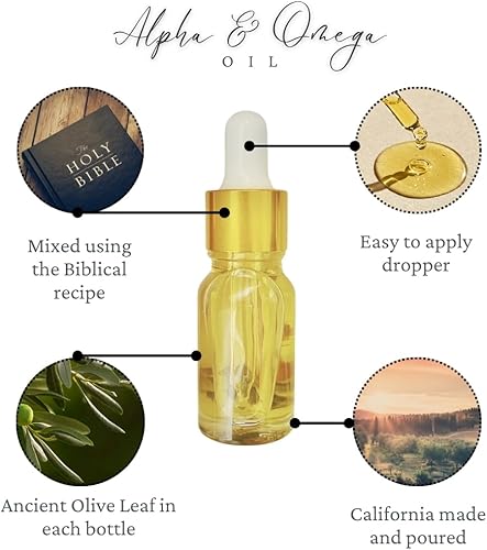 Miniatura 3 de Alpha & Omega Oil Aceite natural de unción para oración, reflexión y comodidad Mezcla de aceite de oliva con mirra, cassia, cálamo y canela