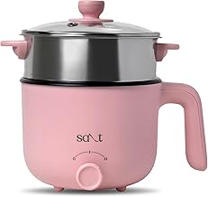 Salt FlexiCook Pro Multi Cook Kettle | 600W Power, Multi Power Mode | Stainless Steel Base with Non Stick Coating | Boil Dry Protection | Steamer & Egg Boiler | 1.2 Liters (Pink)