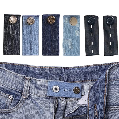 Extensores de pantalones 6 unidades ajustables multicolor para jeans y ropa premamá, cómodos y reutilizables para ampliar la cintura