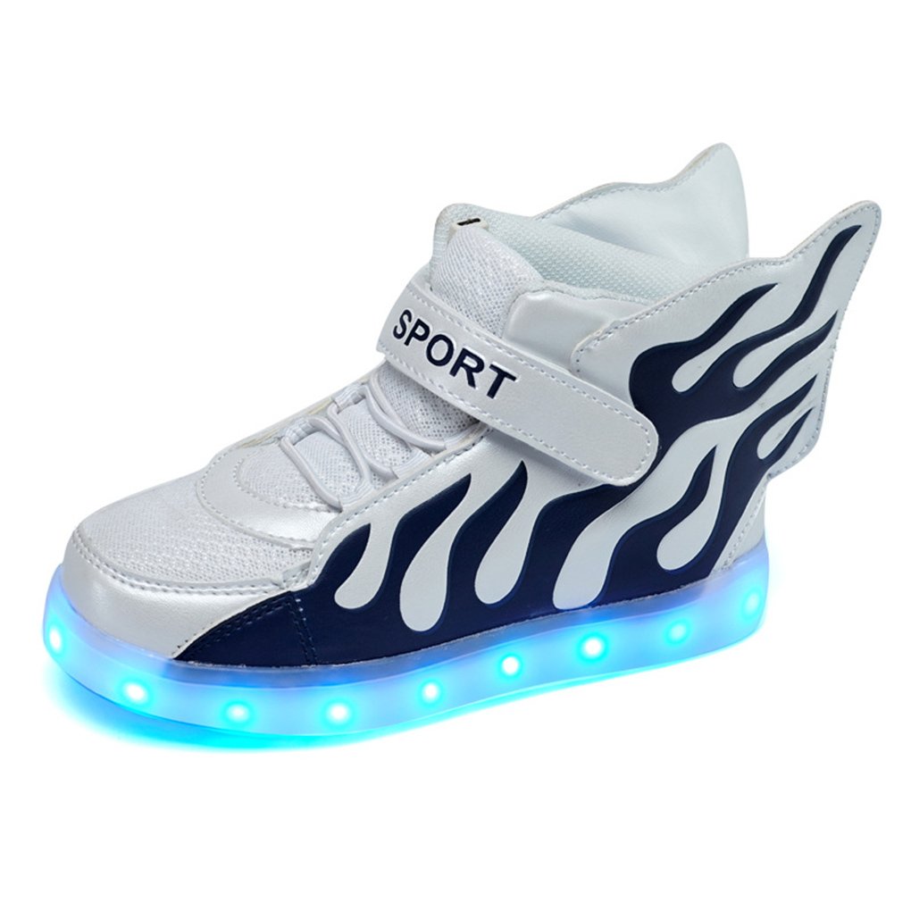 Kids Hi-Top Zapatillas de Deporte Llama Patrones Iluminación LED Zapatos de Carga USB Zapatillas