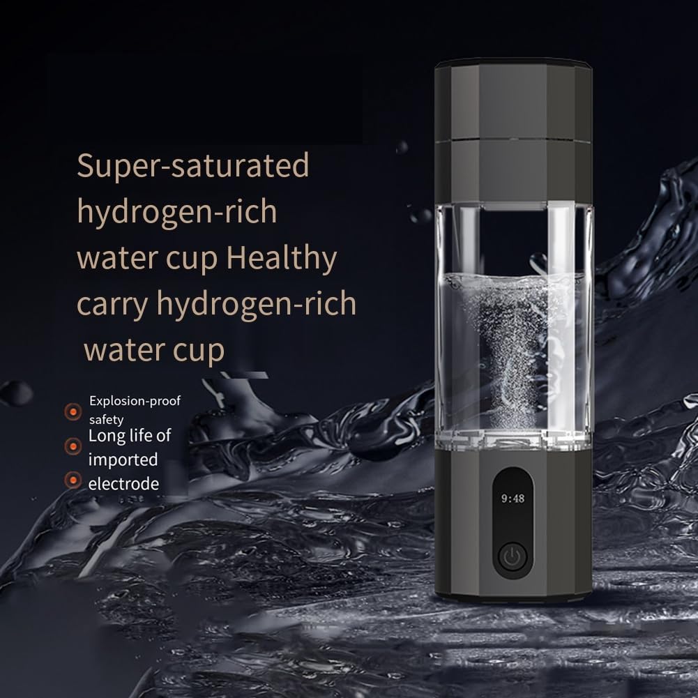 Générateur d'hydrogène d'électrolyse PEM, écran 8000PPB, bouteille d'eau hydrogène rechargeable portable, installation facile, facile à utiliser, noir