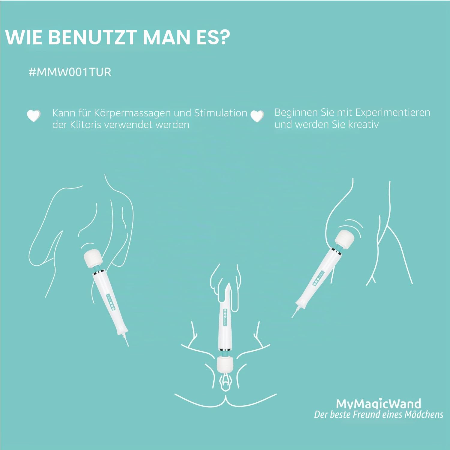 My Magic Wand Massagestab Vibrator mit Netzanschluss - Massage gerät für Muskeln und Intimbereich - Massage Zubehör für Männer und Frauen – Türkis