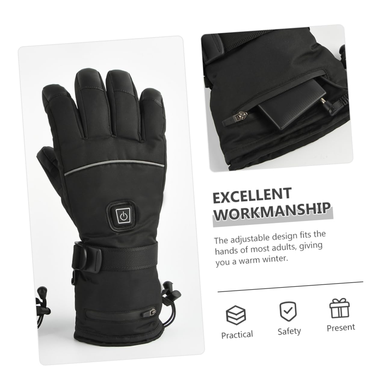 Milisten 1 Pair Heated Gloves Winter Motorcycle Gloves Ski Mittens Winter Riding Gloves Womens Motorcycle Rain Gear Winter Cycling Gloves Heated Ski Gloves Work Battery Protection Plush