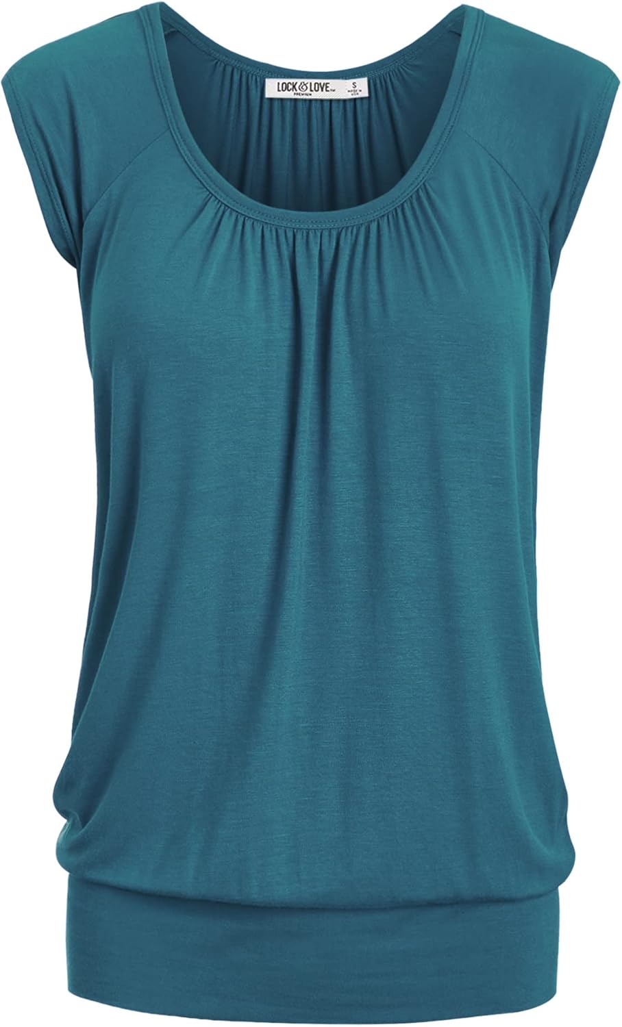 Lock and Love Women's Scoop Neck Short Sleeve Solid/Print/Dip-Dye Sweetheart Top S-3XL Plus Size - Image 4