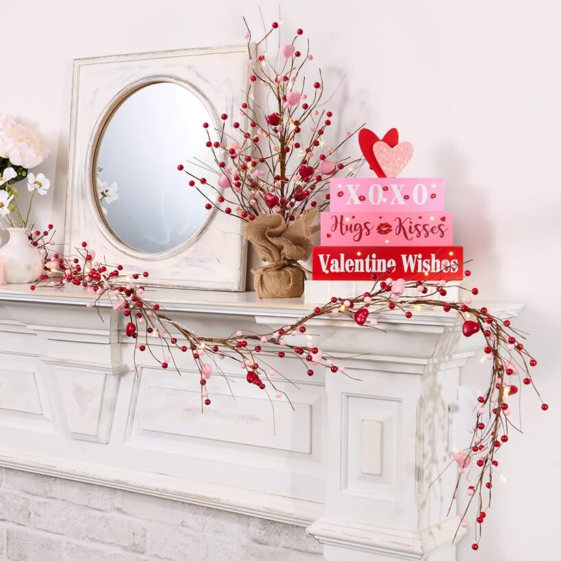 Condition photo showing New/Like New for Valentine's LED Lighted Stacked Block Sign with Hearts